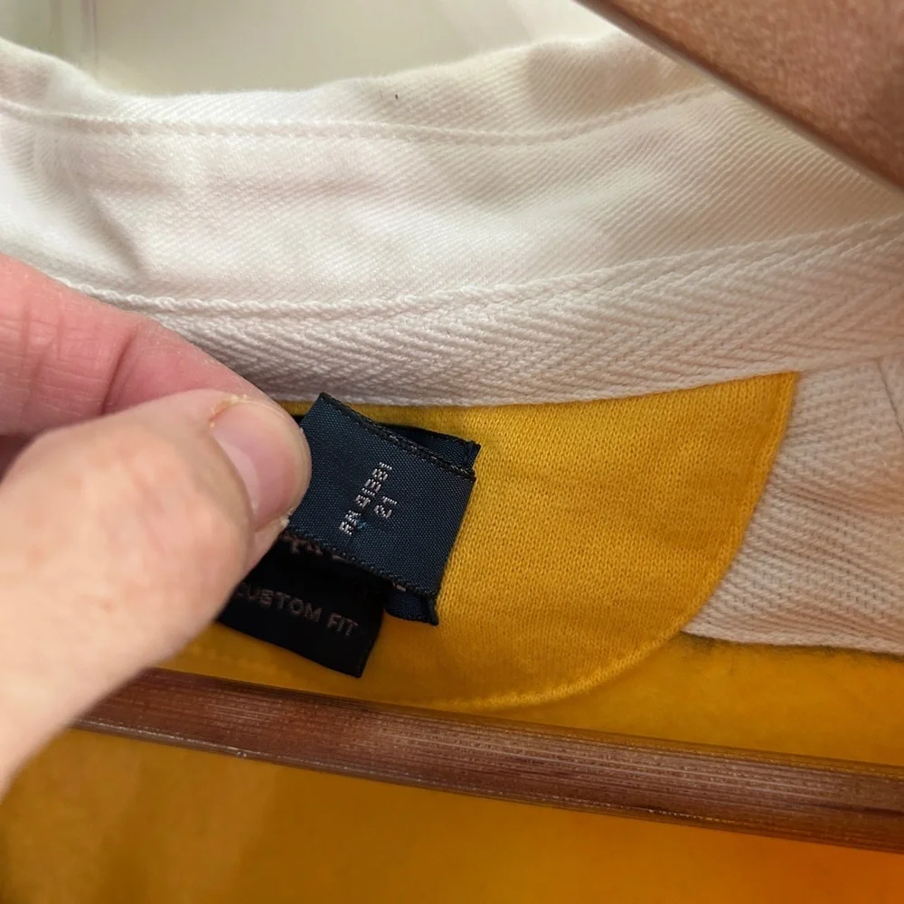 Like new Polo Ralph Lauren Yellow and Navy Striped Rugby Shirt size Large - Picture 7 of 9